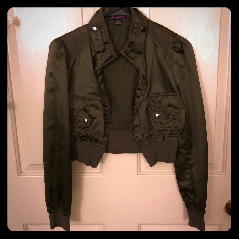 Forever 21 Army Green Cropped Jacket